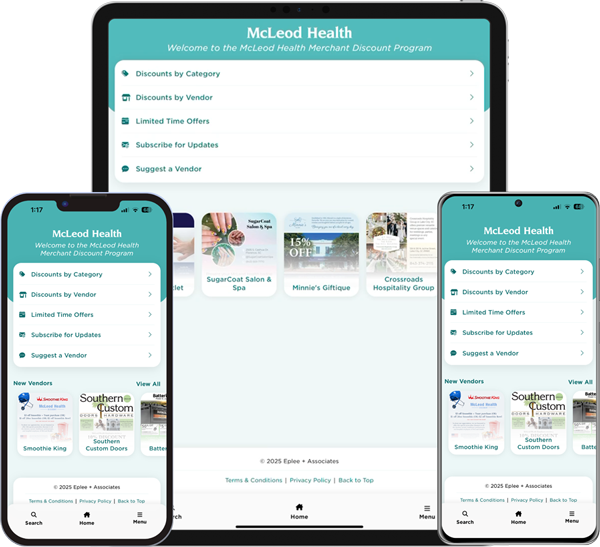 McLeod Health Merchant Discount Program Mobile App Screenshots